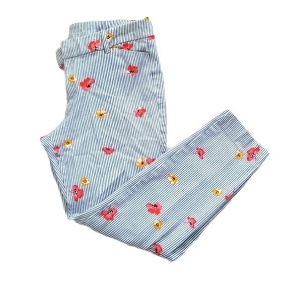 OLD NAVY Stripe Floral Pants Sz 8 - Picture 1 of 10